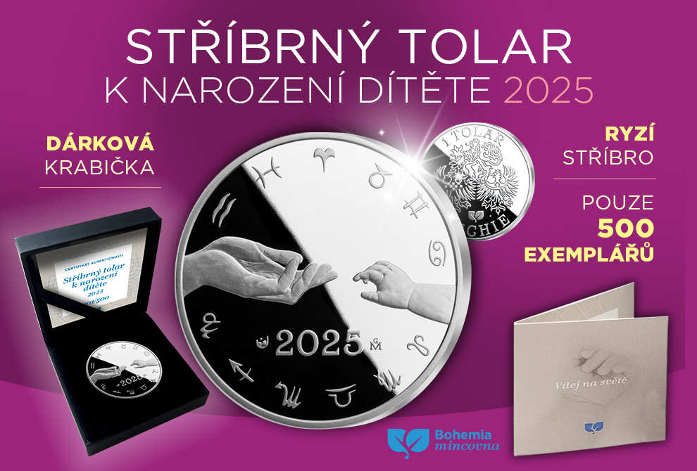 M2898AG - Stříbrný tolar k narození dítěte 2025