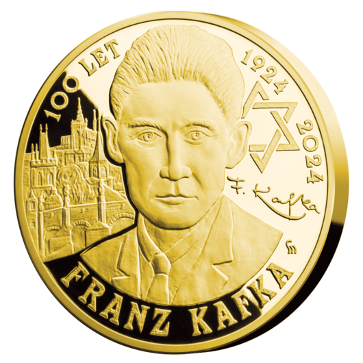 XXL pamětní ražba Franz Kafka 100 let zušlechtěná ryzím zlatem