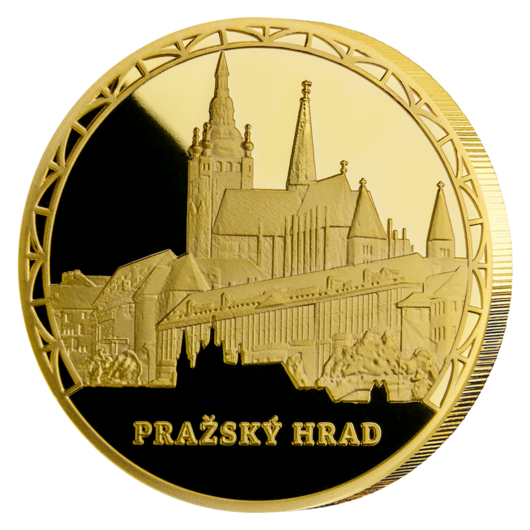 Pražský hrad - pamětní ražba zušlechtěná ryzím zlatem