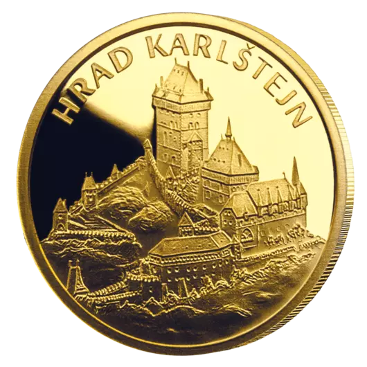 Hrad Karlštejn - pamětní mince z 1/10 oz ryzího zlata