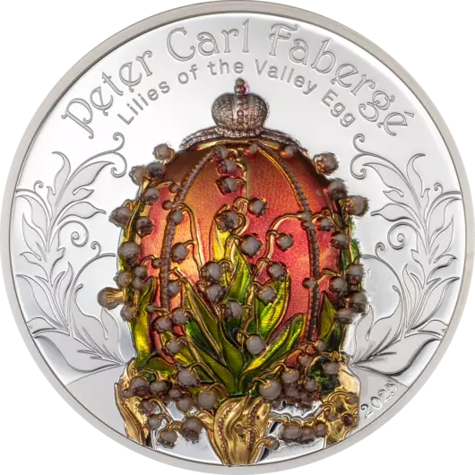 Vejce Fabergé - Konvalinky, stříbrná mince 2 oz, Proof