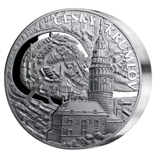 Český Krumlov - exkluzivní stříbrná ražba s vysokým reliéfem, 5 oz